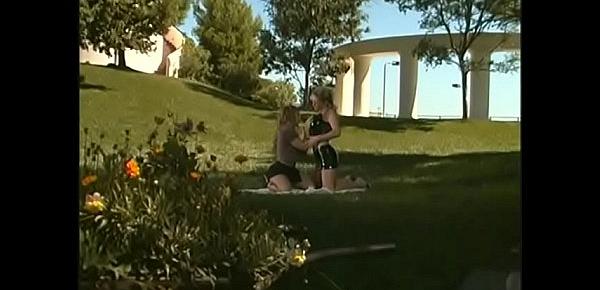  Sexy lesbians Tanya and Inari muff diving on the grass